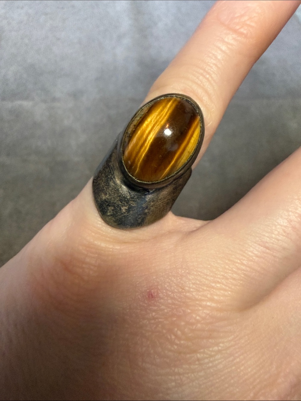 Sterling Tiger's Eye Oval Cabochon Ring